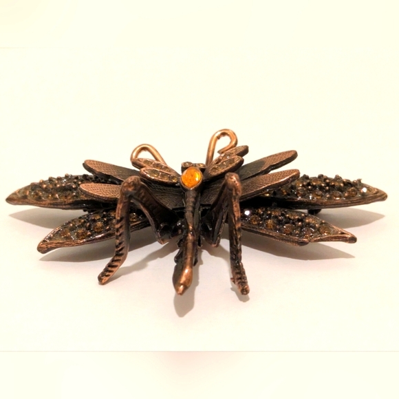 Stunning Handmade D. Pollak Dragonfly Copper Plated Dragonfly Brooch - Picture 4 of 7